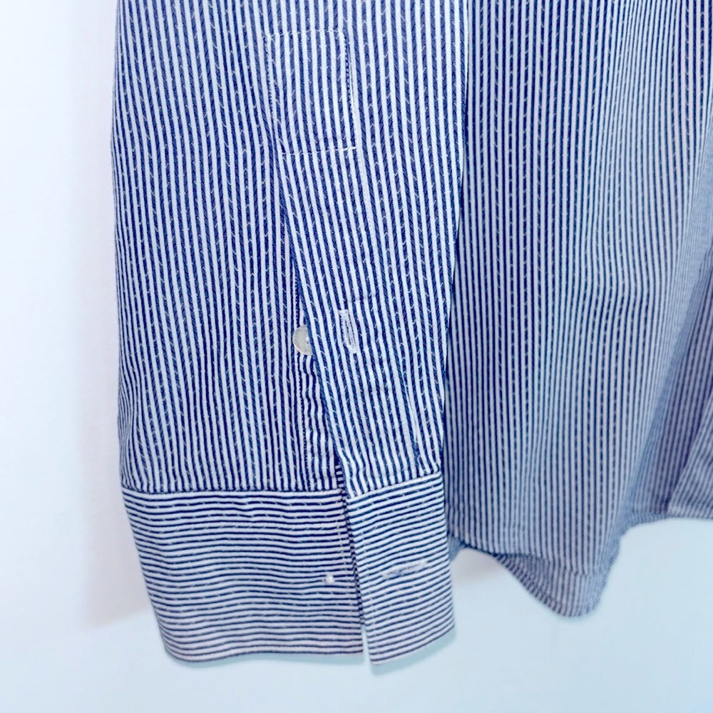 Versace Collection blue & white striped dress shirt. Size 41 - Picture 3 of 9